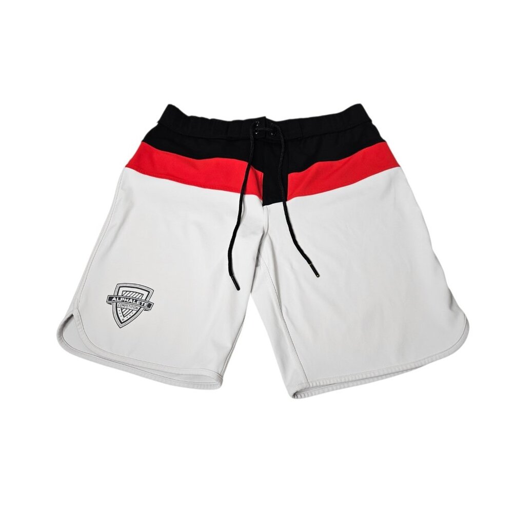 Alphalete Titan Board Shorts Men's 33 White Red Black Drawstring